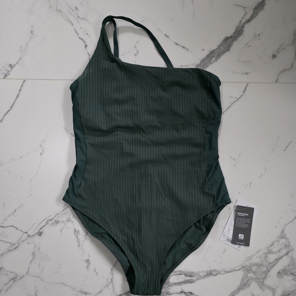 Athleta Ribbed Asymmetrical One-Piece Swimsuit